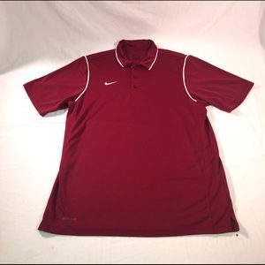 Men’s Nike Dri-Fit Swoosh Logo Short Sleeve Polo Shirt Medium Red White